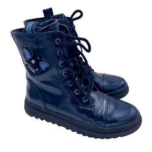 Geox Respira Gillyjaw Girls Dark Navy Combat Boots in Size 34 / 3